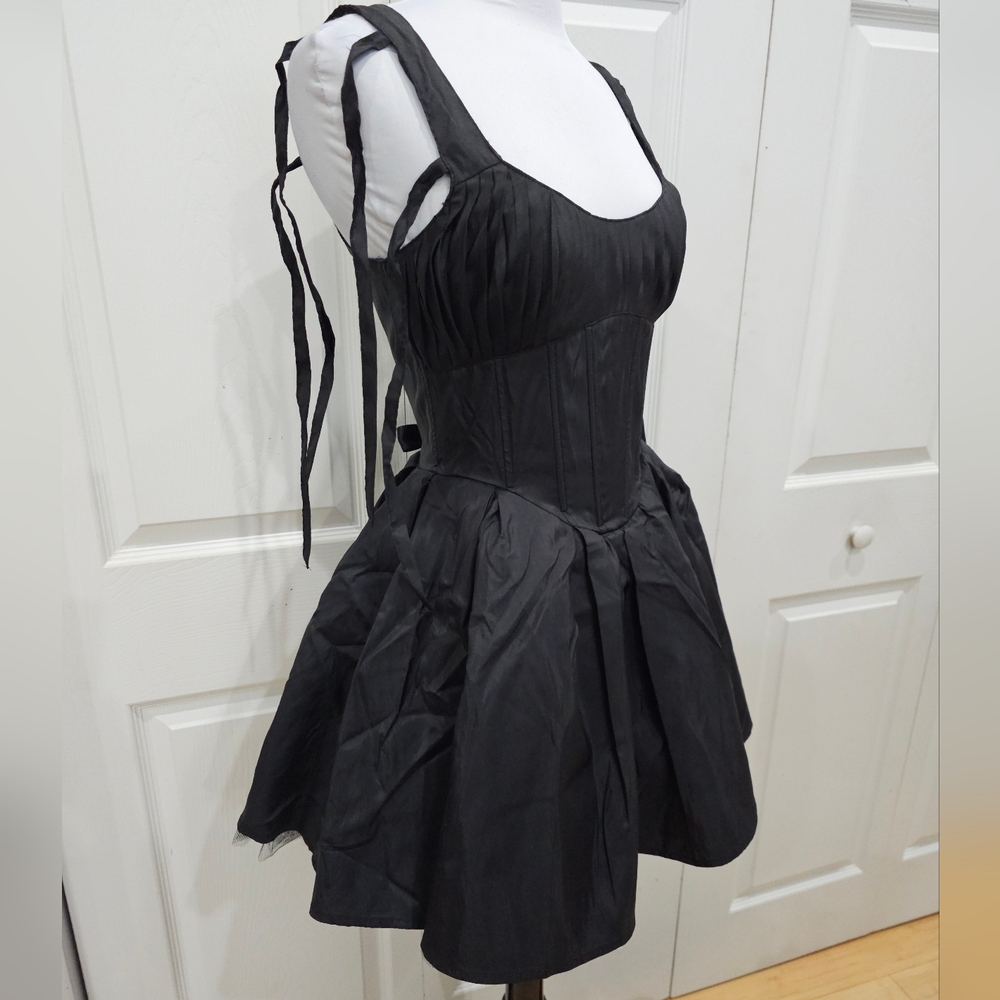 Dolls Kill Goth Witchy Black Widow Haunted Hue Corset Lace Up Mini Dress S - Picture 7 of 13